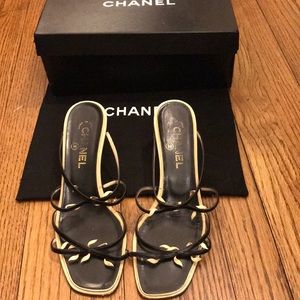 Strappy Sexy Black/Beige Chanel Sandal So pretty❤️